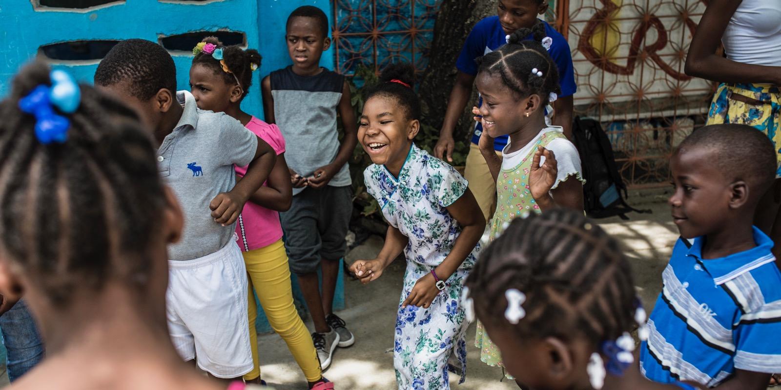 A group of happy children.