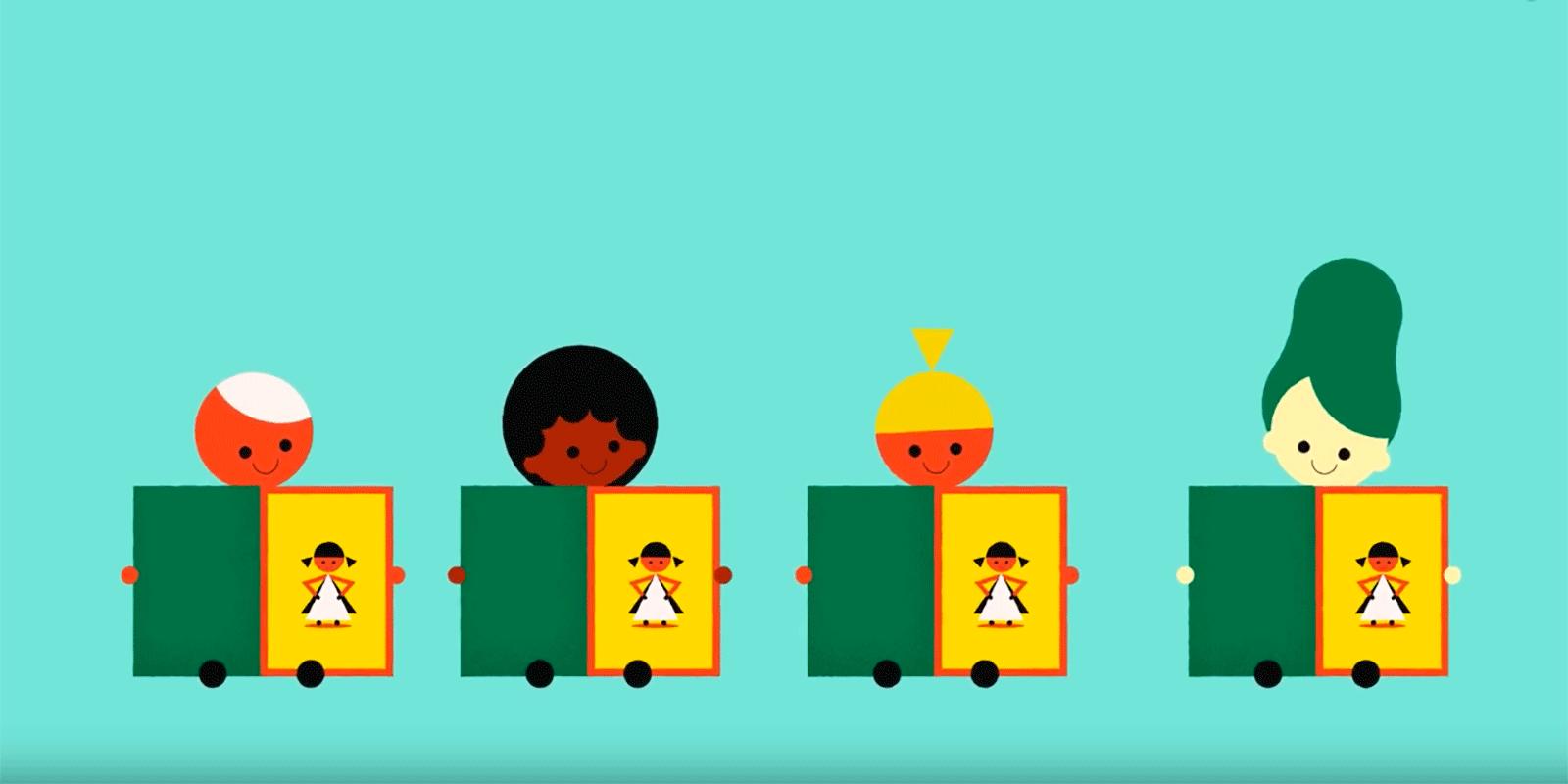 Children reading drawing