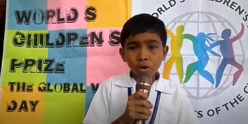 Boy with a microphone. 