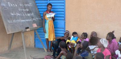 Girl teaches child rights to village children