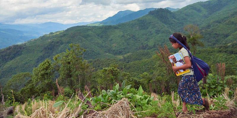 Burmese girl walking 