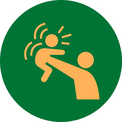 Person shaking child icon.