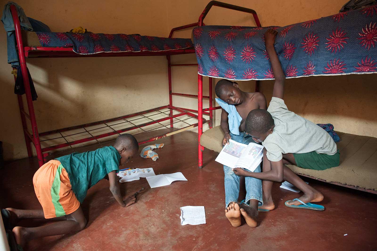 Samuel and his friends in the dormitory