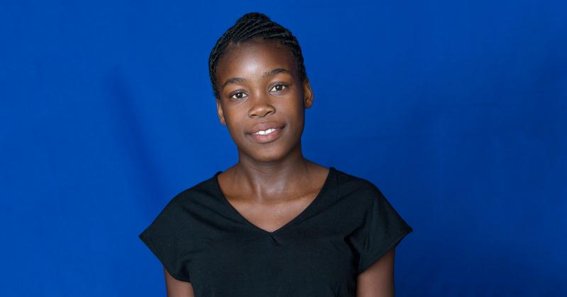 Eunilda portrait with blue background