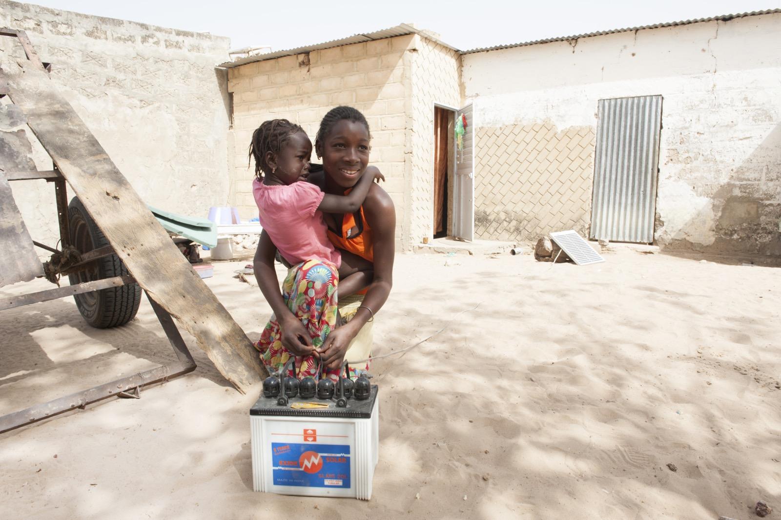 Girl charging battery