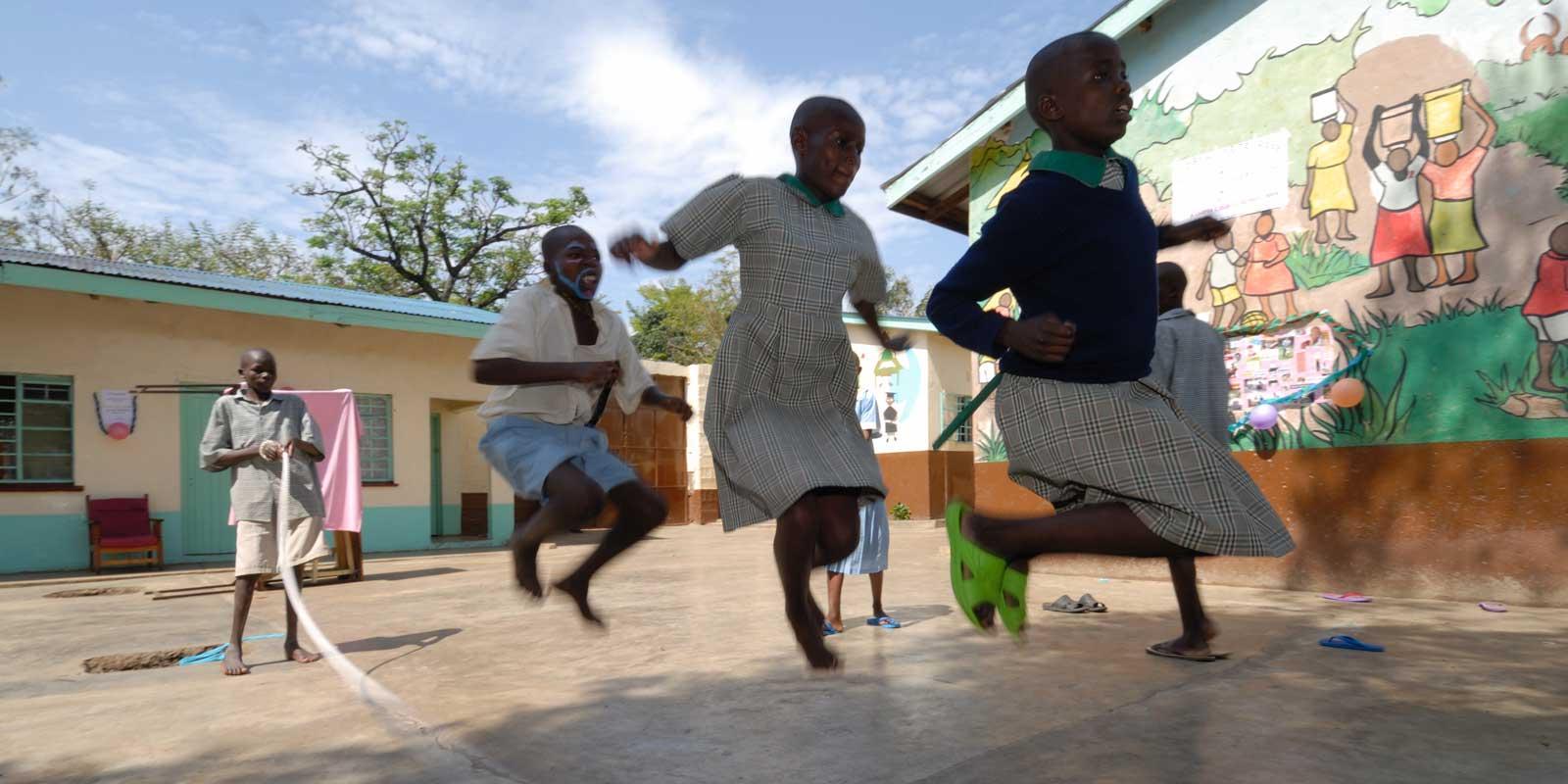 Mercy jumping rope in prison yard