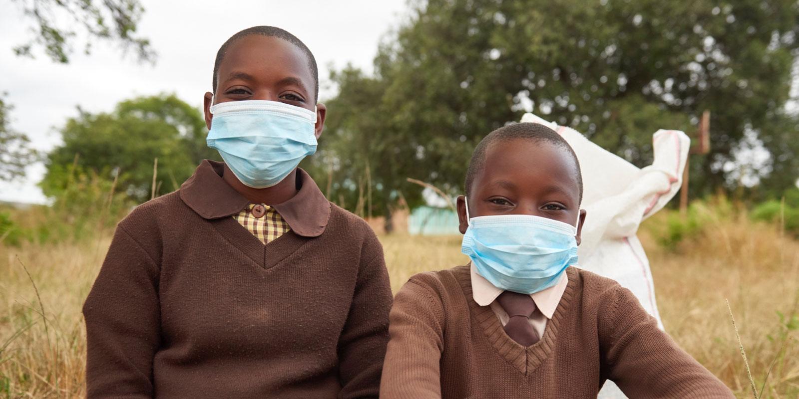 Kids with face masks on No Litter Day