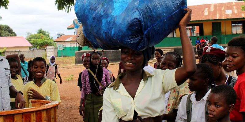 Children collecting litter