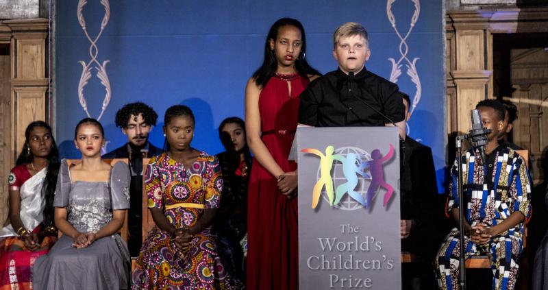 Children speaking at the WCP Ceremony. 