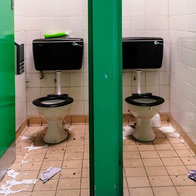 Tagged dirty toilet. 