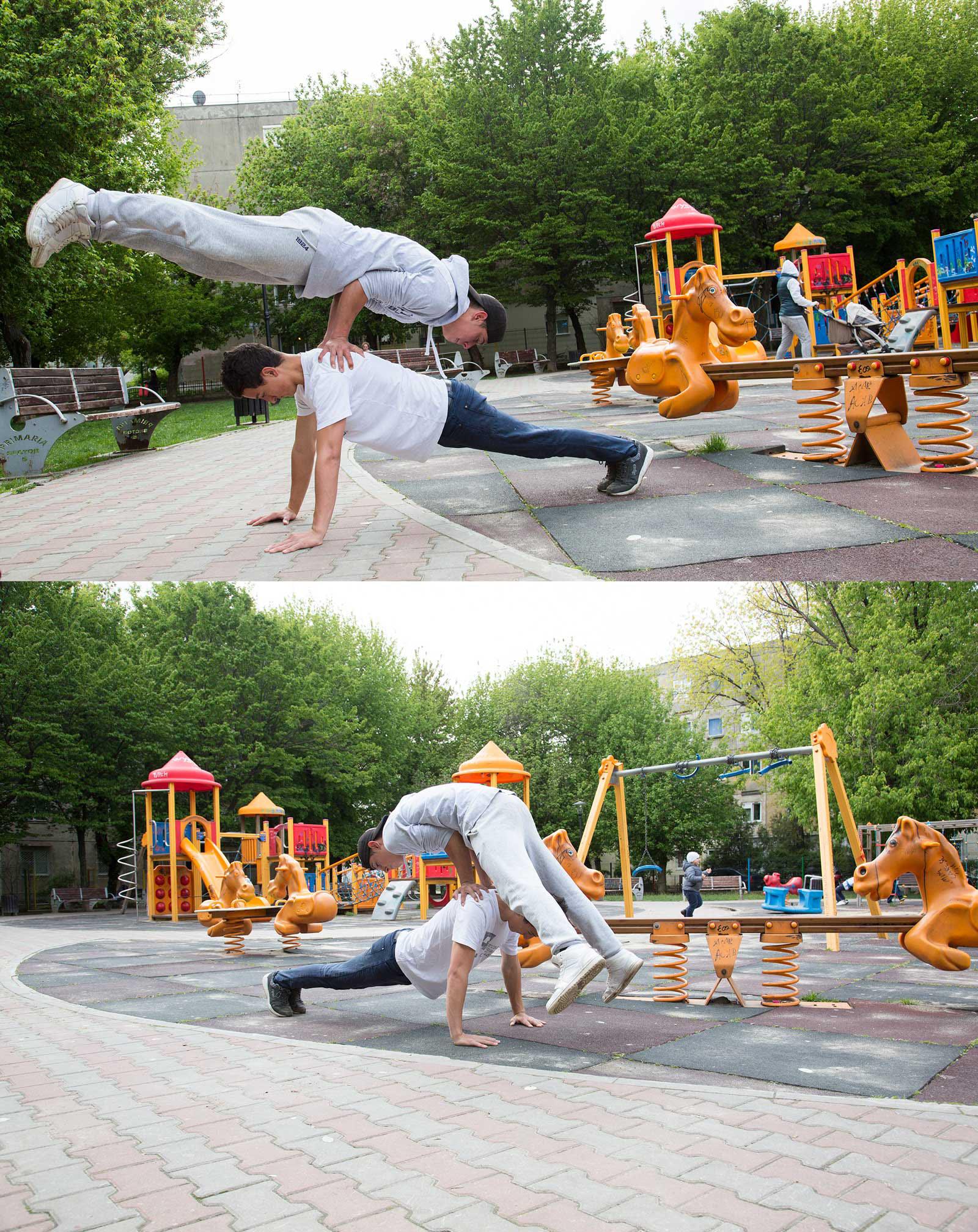 Youngsters try acrobatics