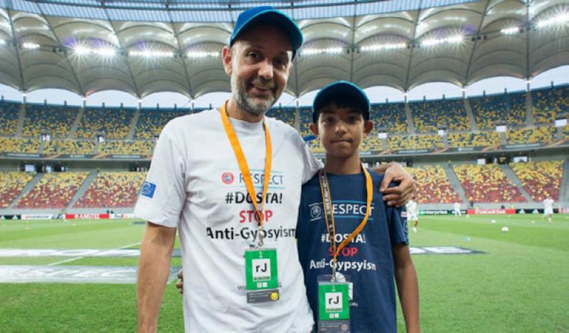 Valeriu and Bobo in the stadium