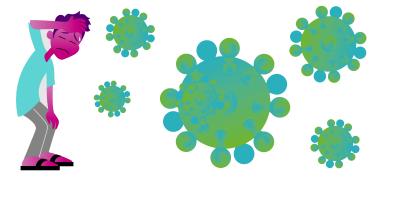 Boy attacked by virus – illustration